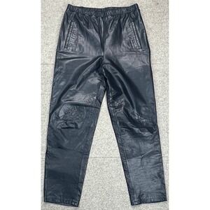 Pia Rucci Vintage Women's Black Leather Pull Up Pants Size Small